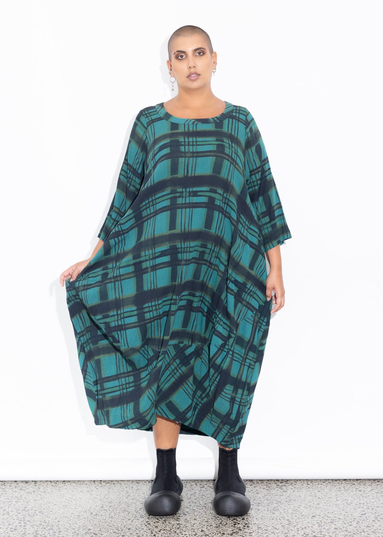 Elsey Dress - Liquorice Check