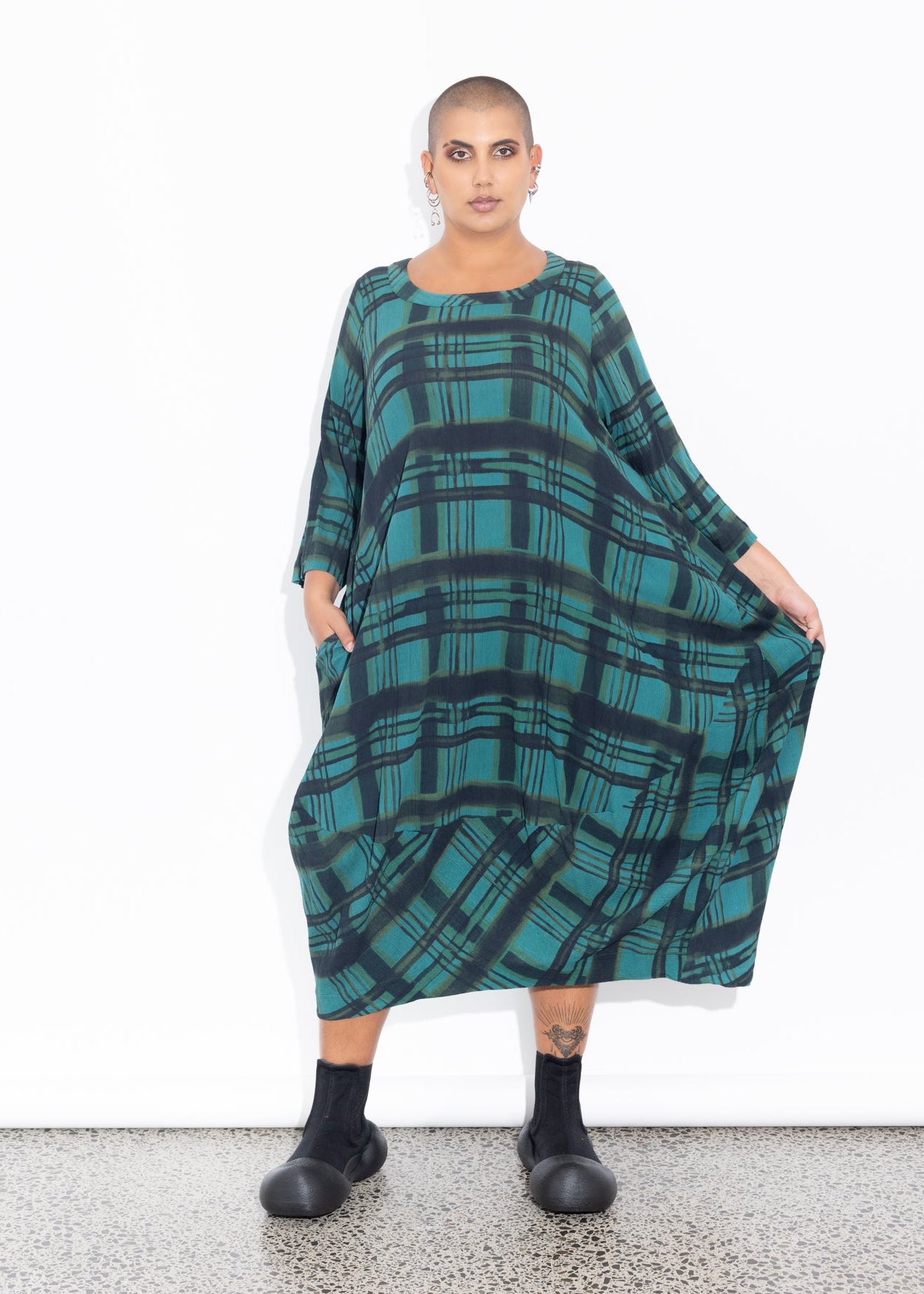 Elsey Dress - Liquorice Check