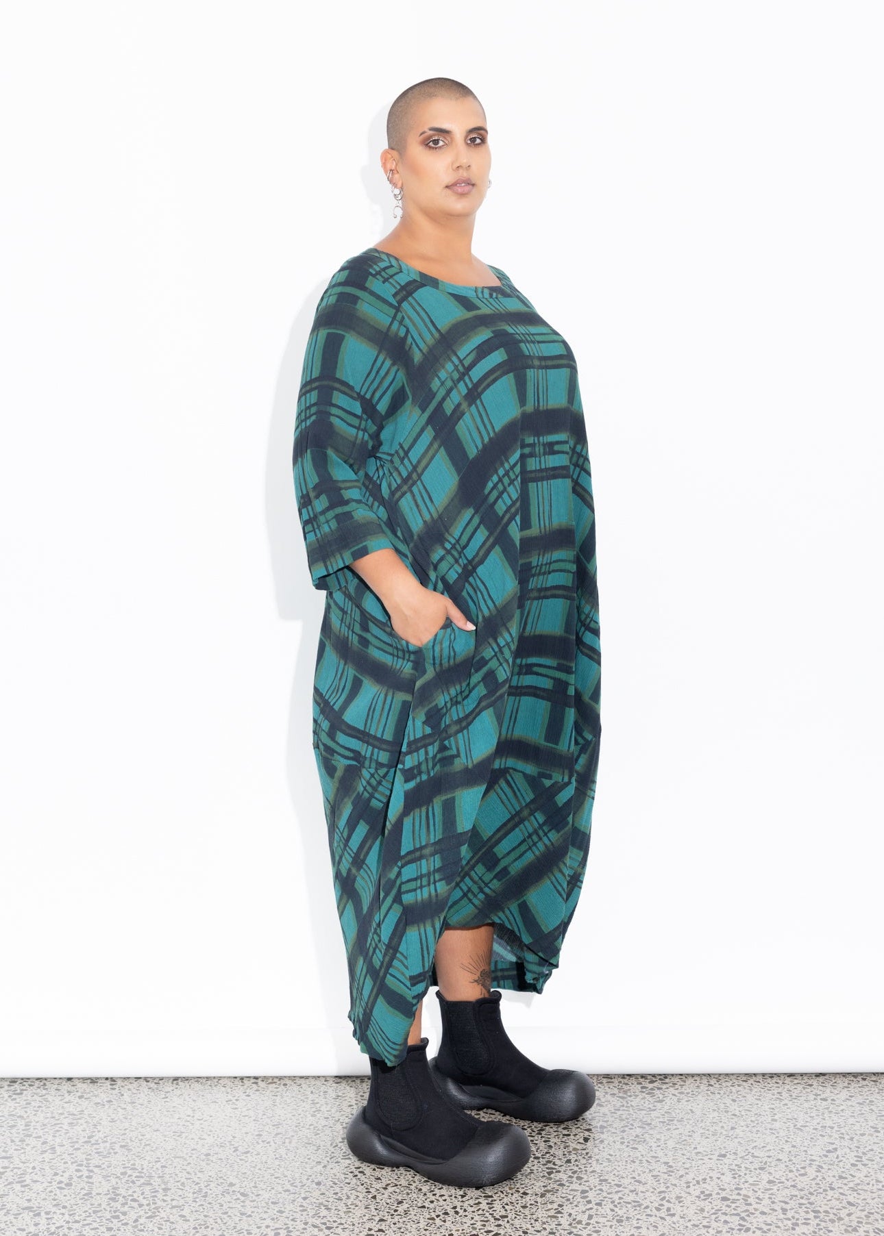 Elsey Dress - Liquorice Check