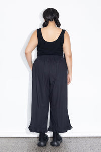 Frill Pant - Black Cotton