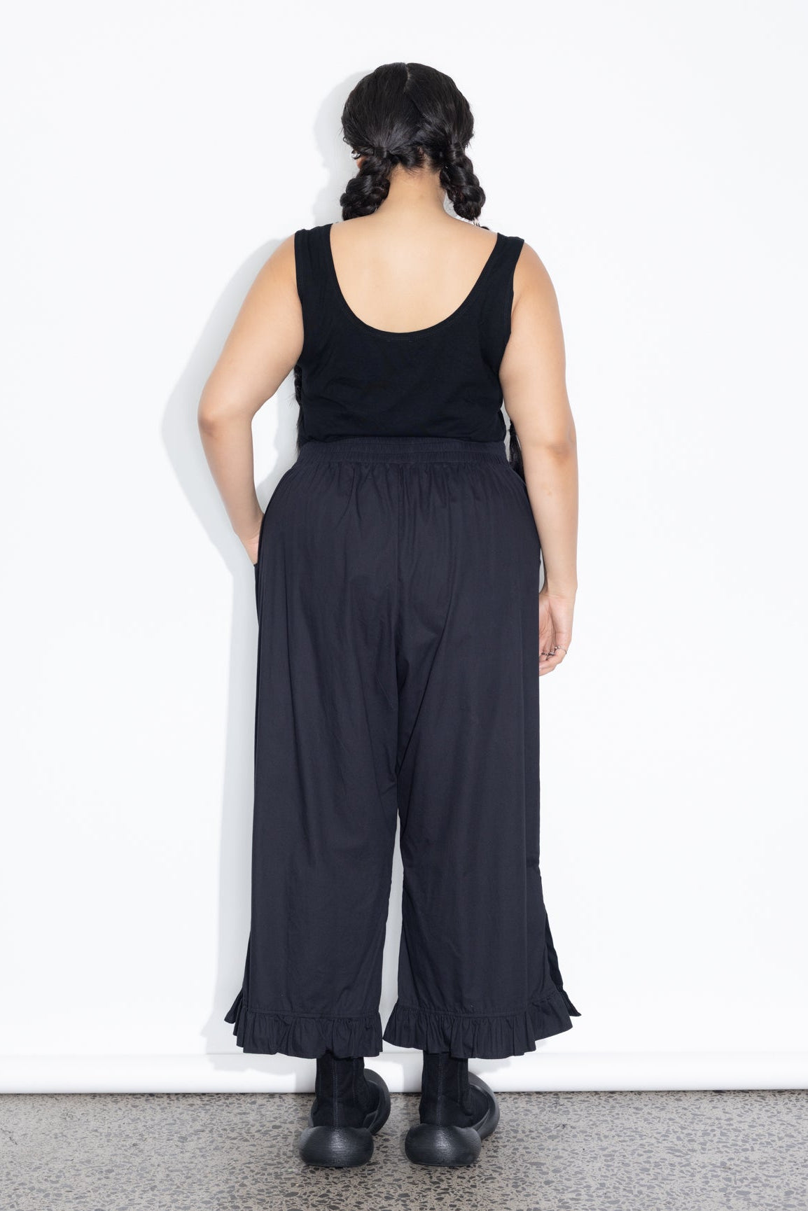 Frill Pant - Black Cotton