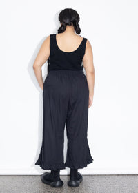 Frill Pant - Black Cotton