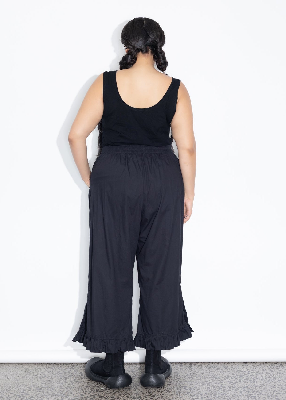Frill Pant - Black Cotton
