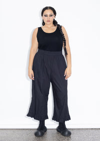 Frill Pant - Black Cotton