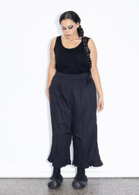Frill Pant - Black Cotton
