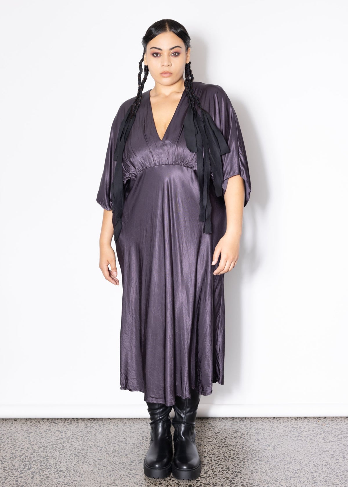 Outlet - Slinky Dress - Aubergine