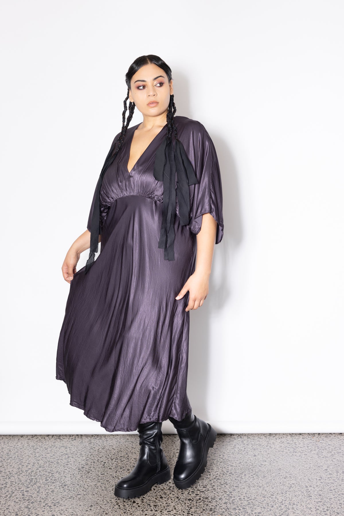 Outlet - Slinky Dress - Aubergine