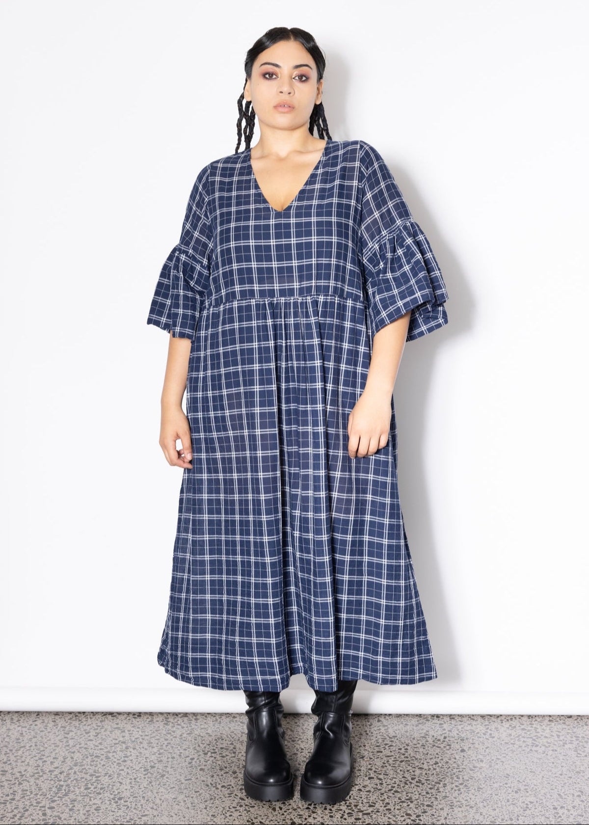 Outlet - Ara Dress -  Navy Check