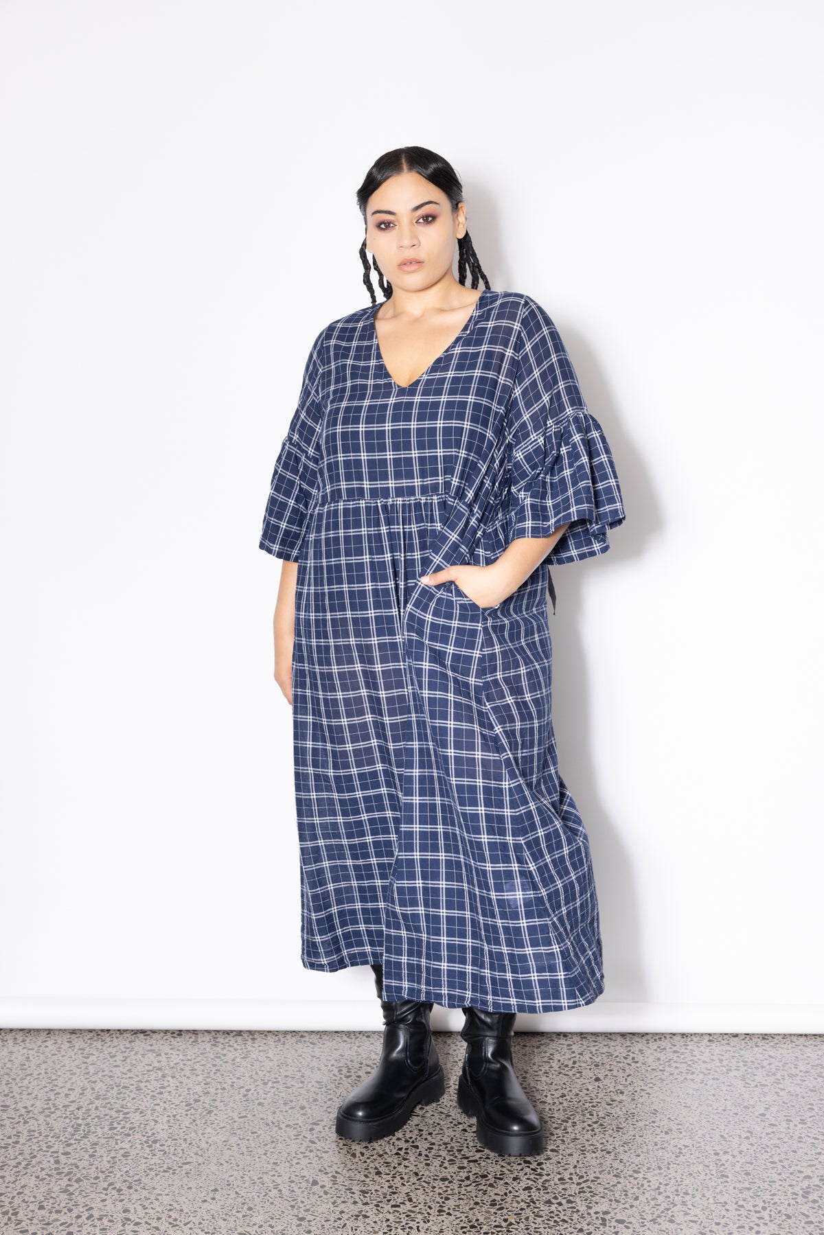 Outlet - Ara Dress -  Navy Check