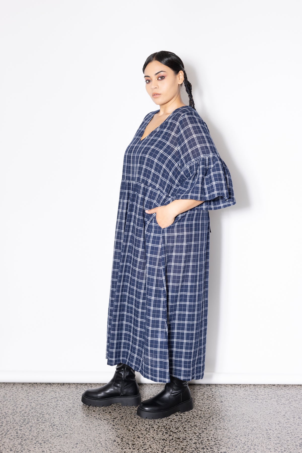 Outlet - Ara Dress -  Navy Check