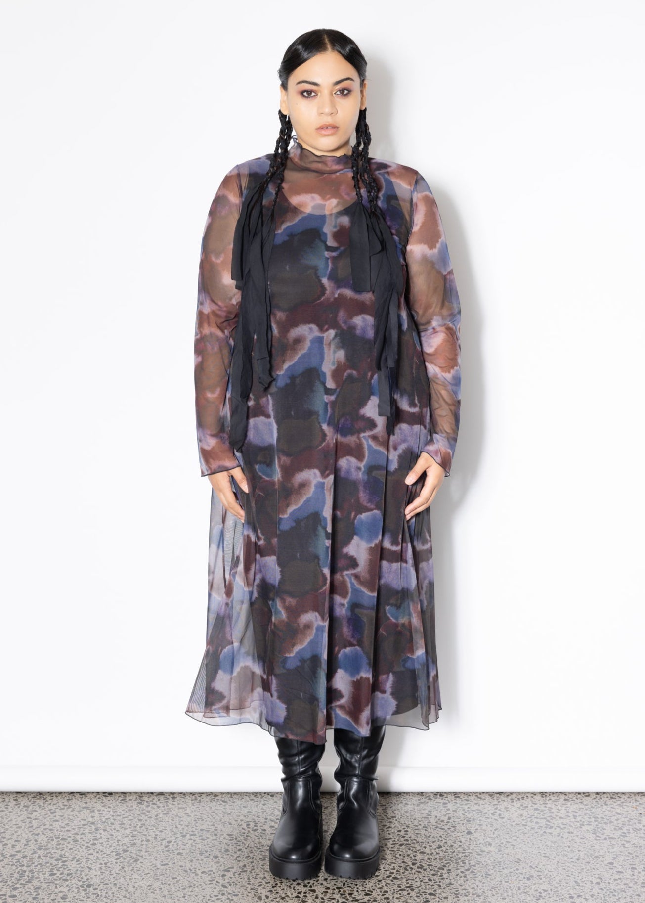 Freddie Layer Dress - Smoke Print