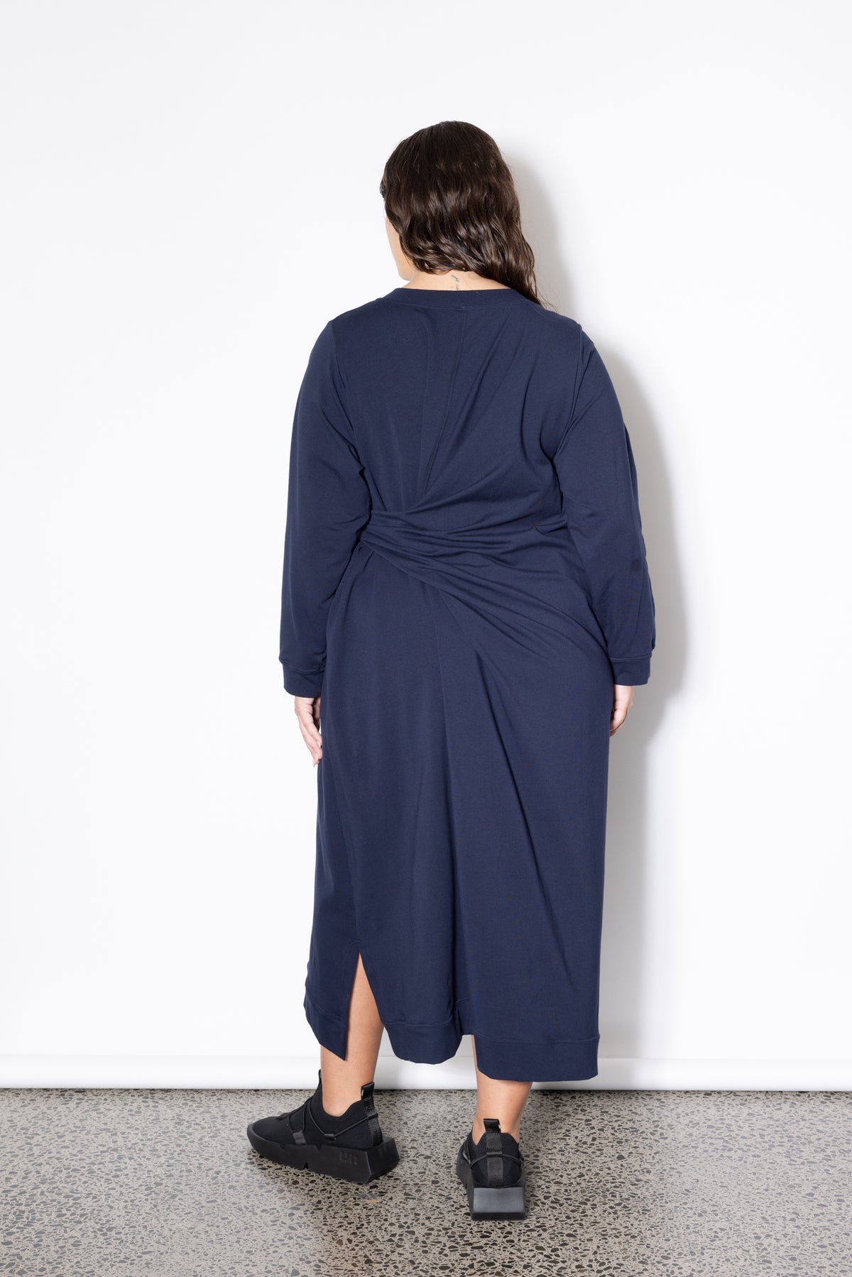 Outlet - Last One Size L -  Knotted Jumper Dress - Navy