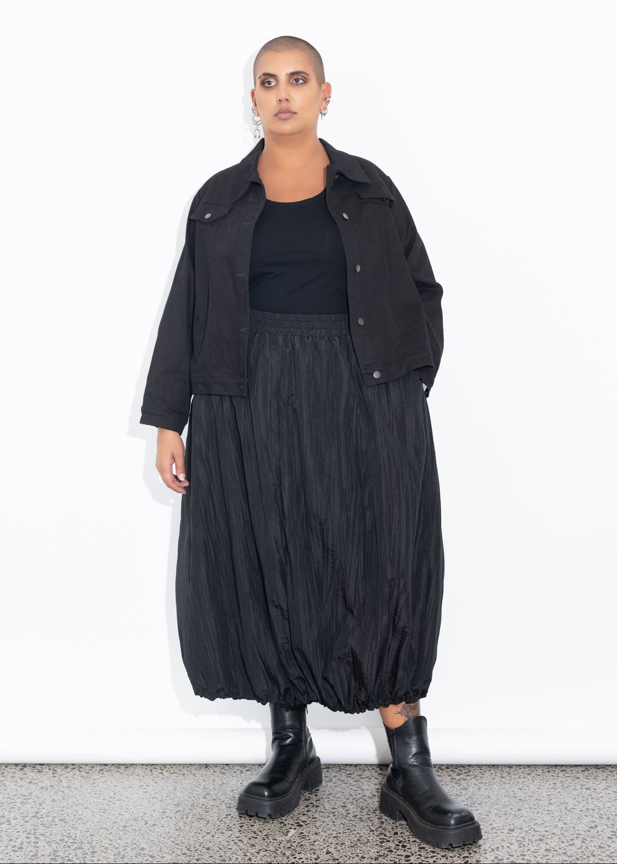 Bubble Skirt - Black Crinkle