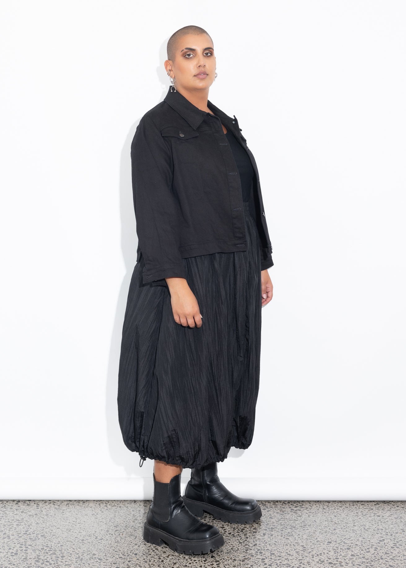 Bubble Skirt - Black Crinkle