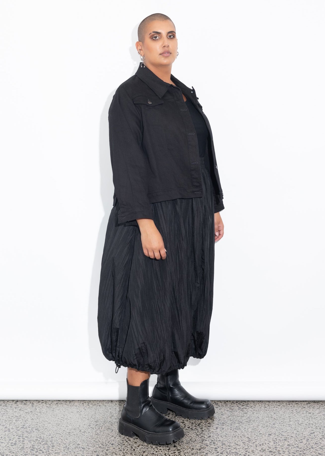Bubble Skirt - Black Crinkle