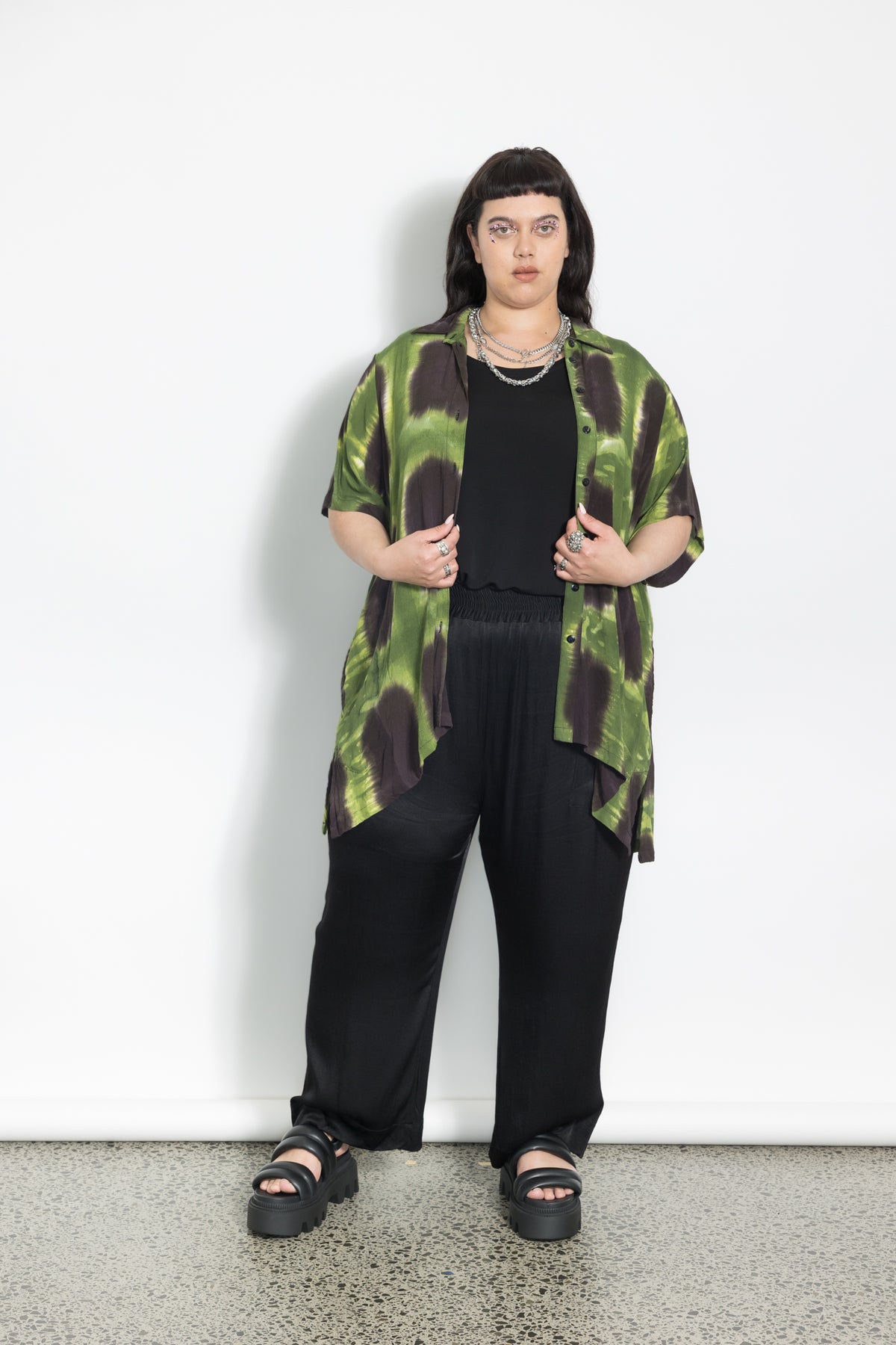Outlet - Mara Shirt  - Green Squares