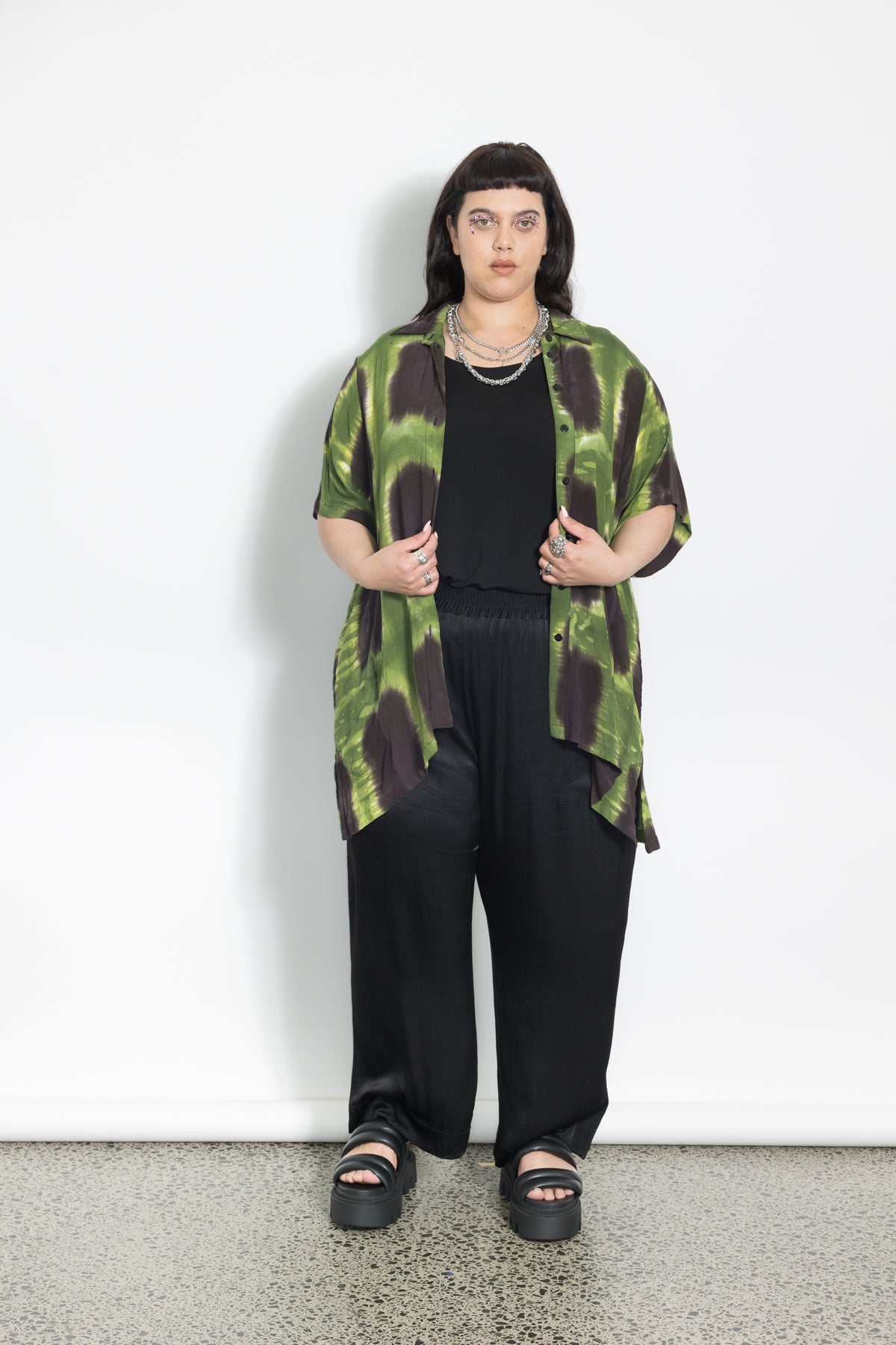 Outlet - Mara Shirt  - Green Squares