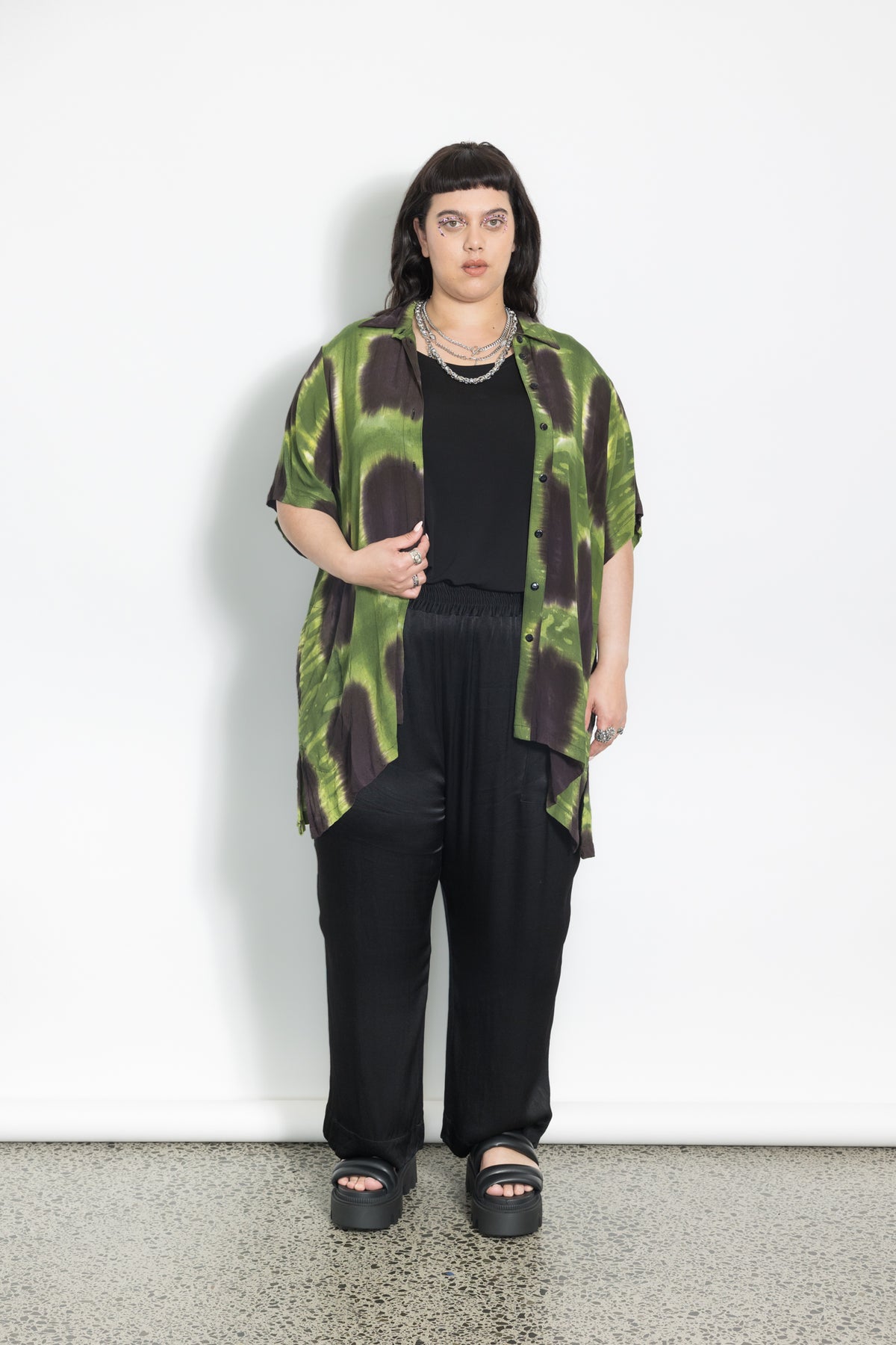 Outlet - Mara Shirt  - Green Squares