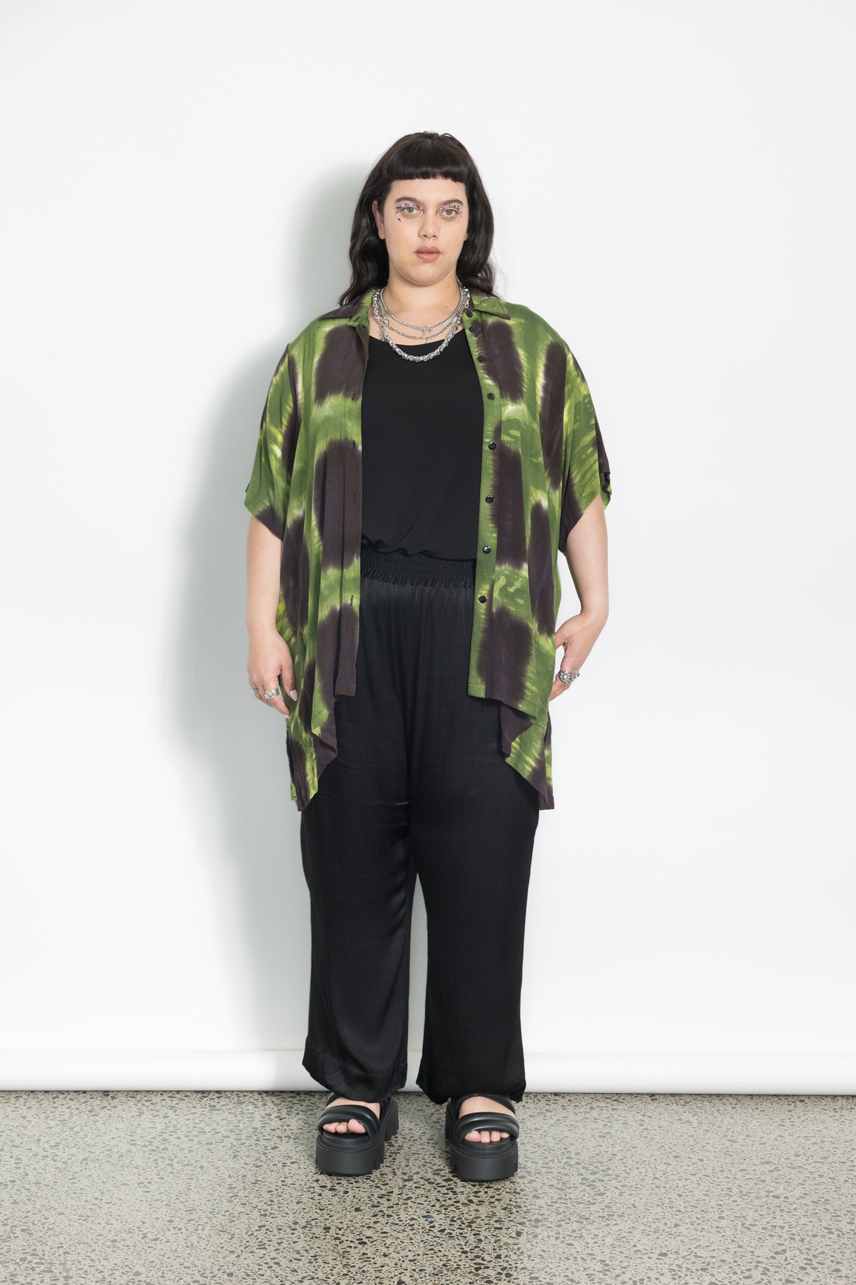 Outlet - Mara Shirt  - Green Squares