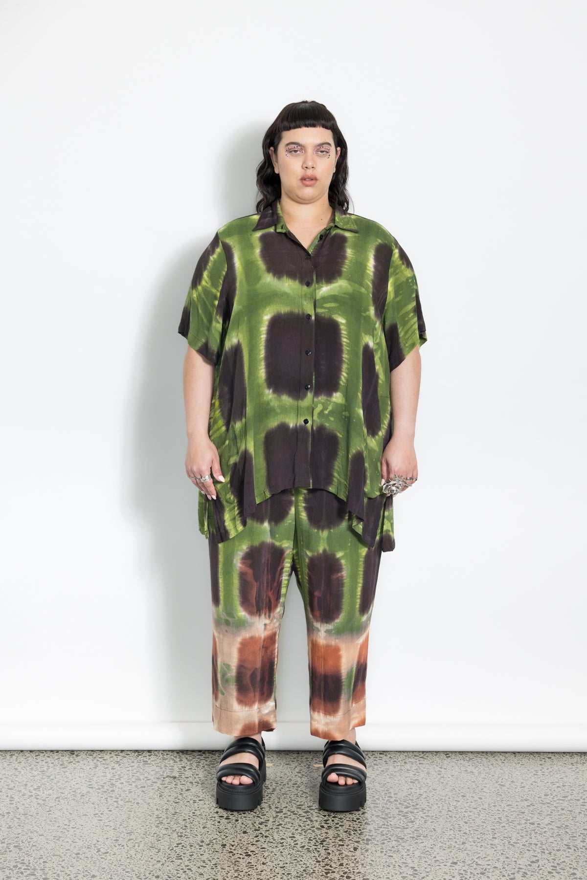 Outlet - Mara Shirt  - Green Squares