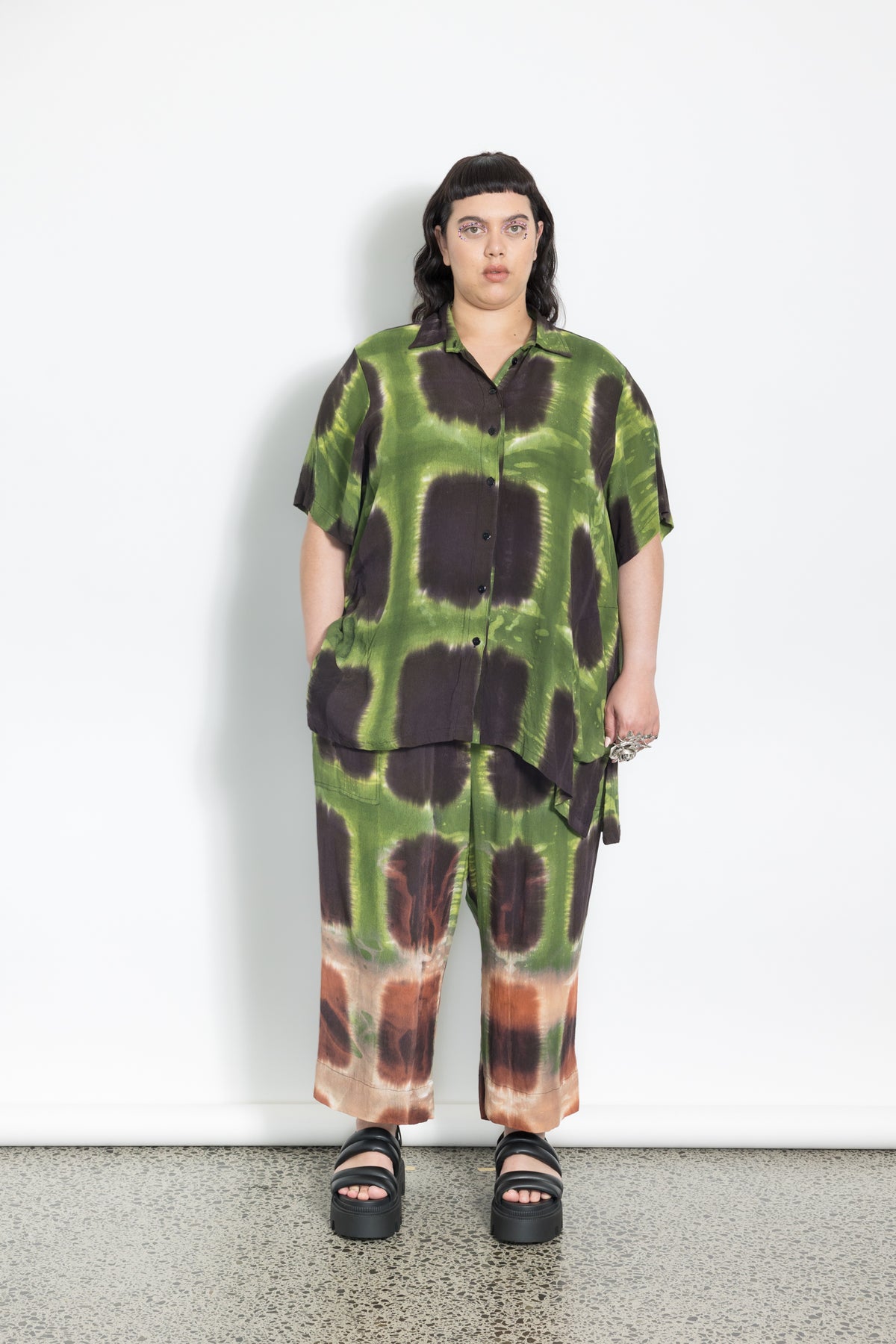 Outlet - Mara Shirt  - Green Squares