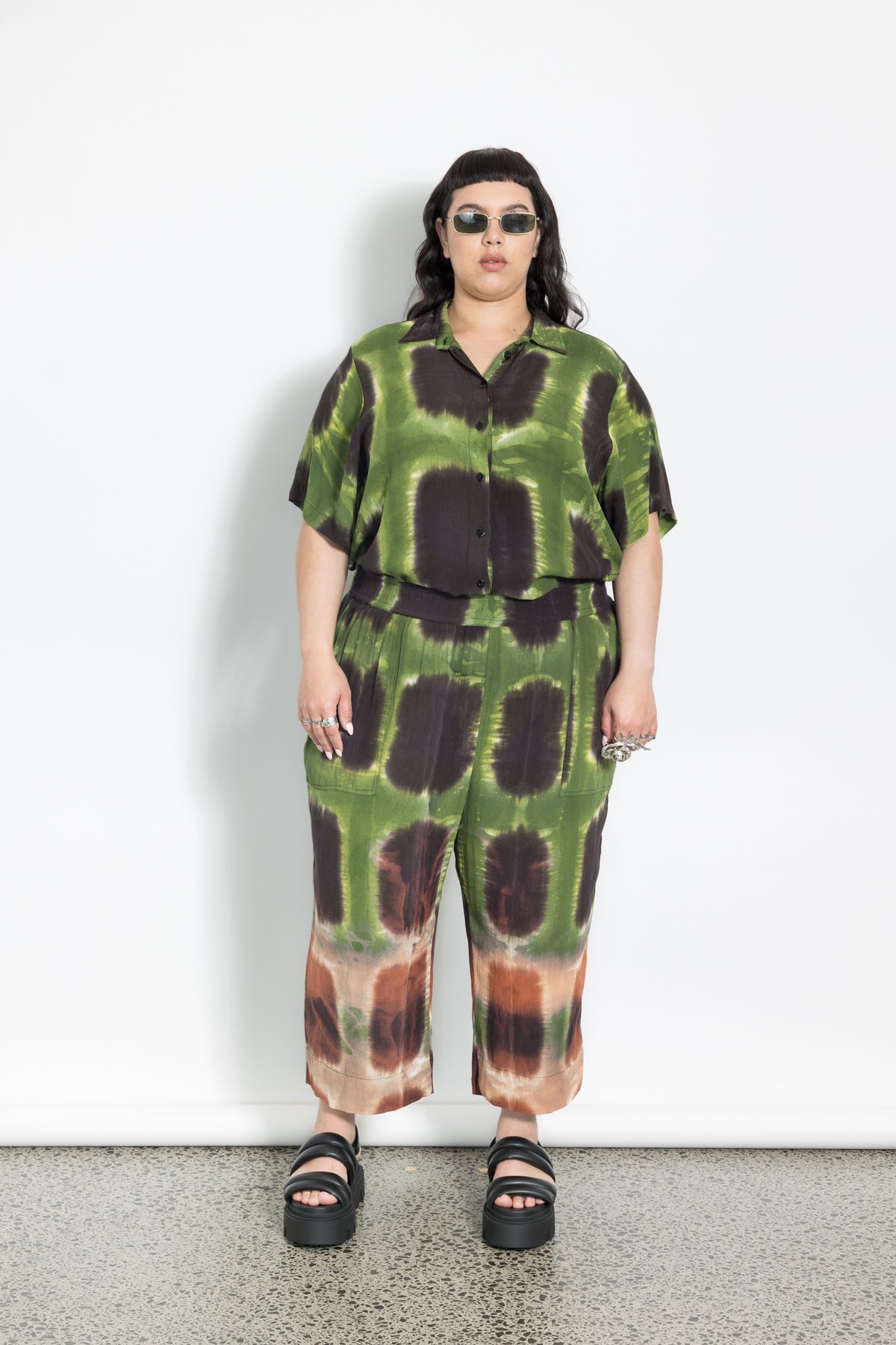 Outlet - Mara Shirt  - Green Squares