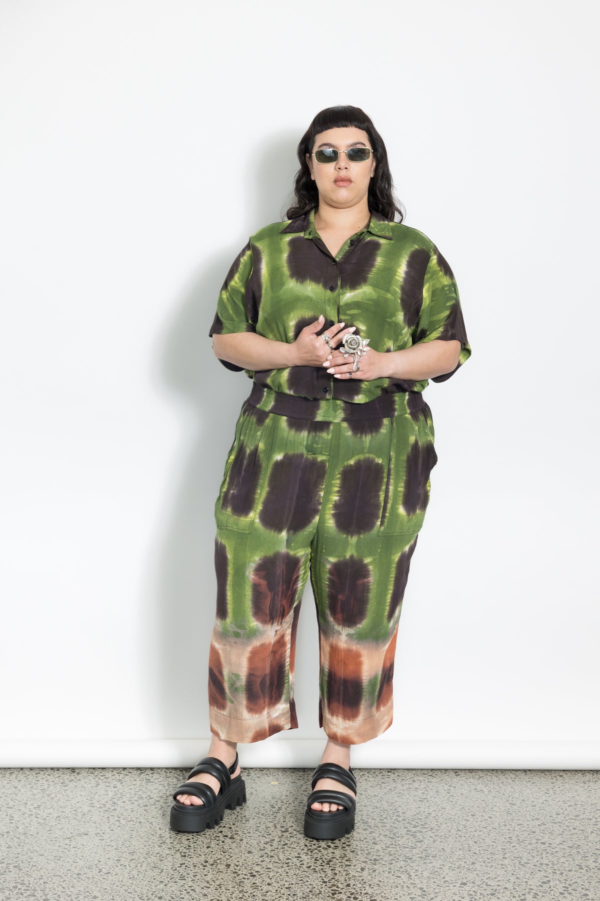 )utlet - Desert Pant - Rust and Green Squares