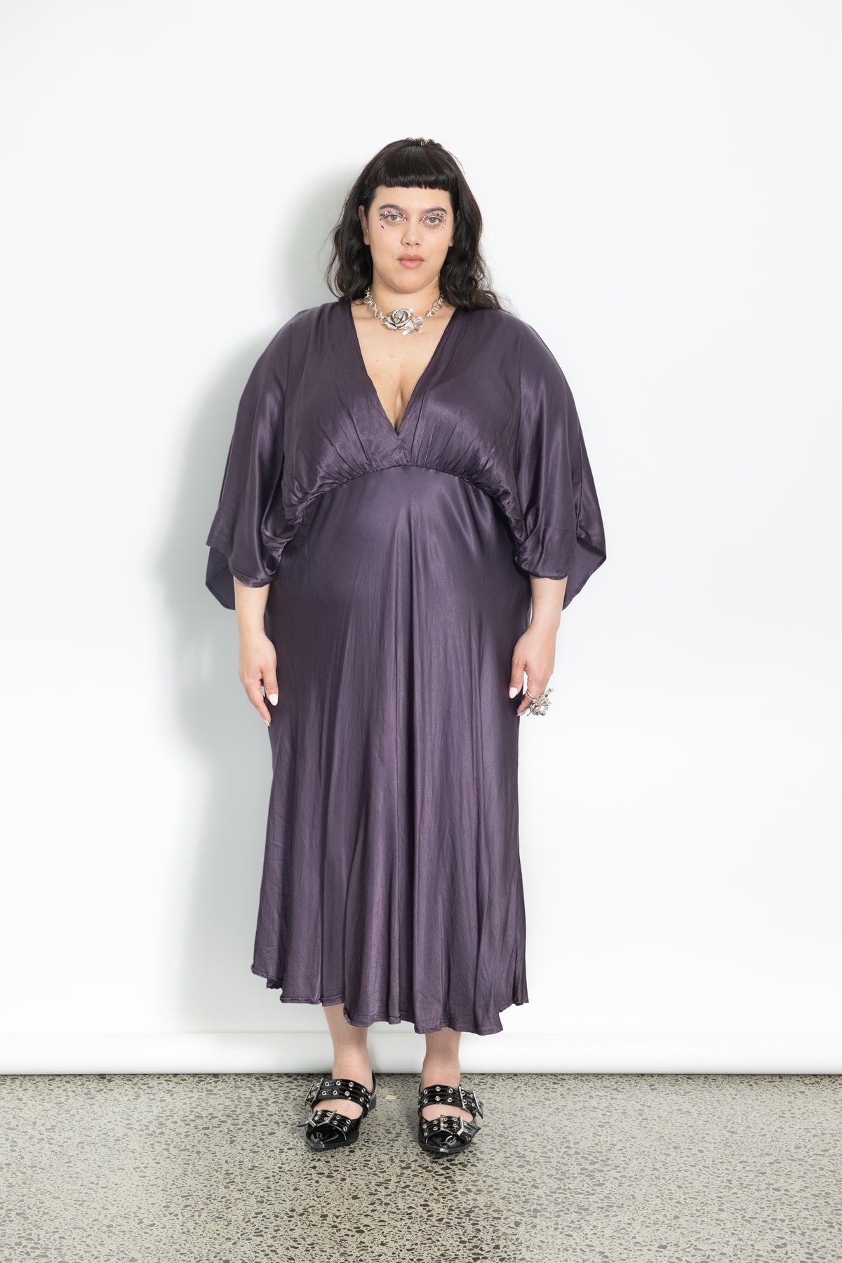 Outlet - Slinky Dress - Aubergine