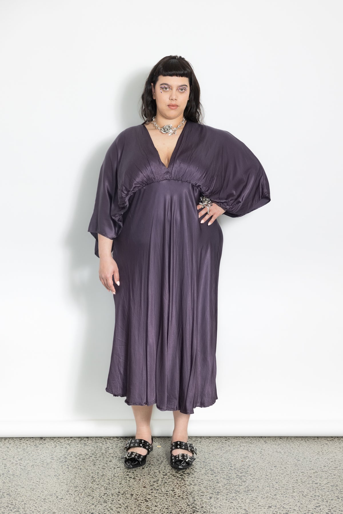 Outlet - Slinky Dress - Aubergine