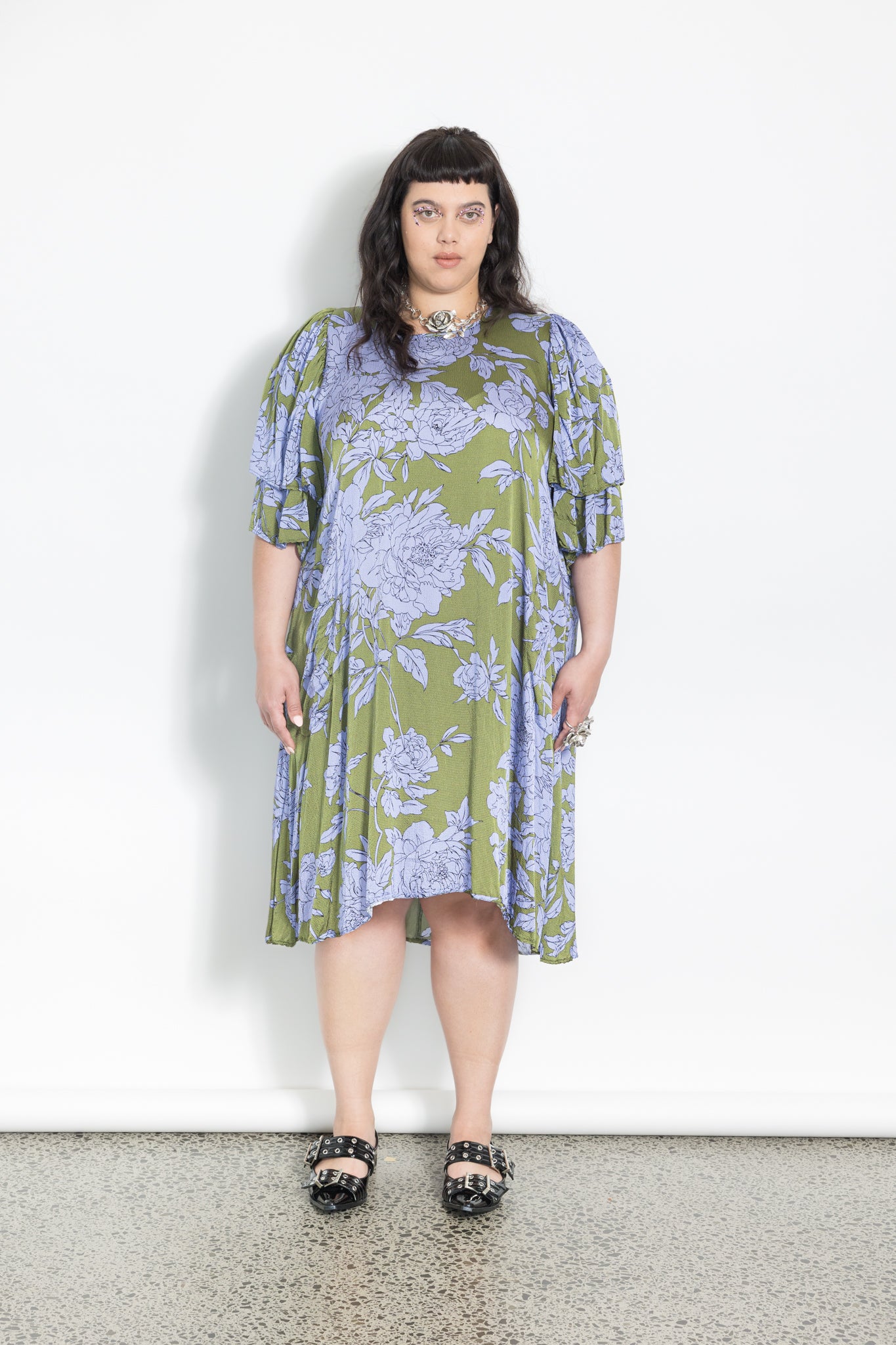 Outlet - Flounce Dress - Peony Print.