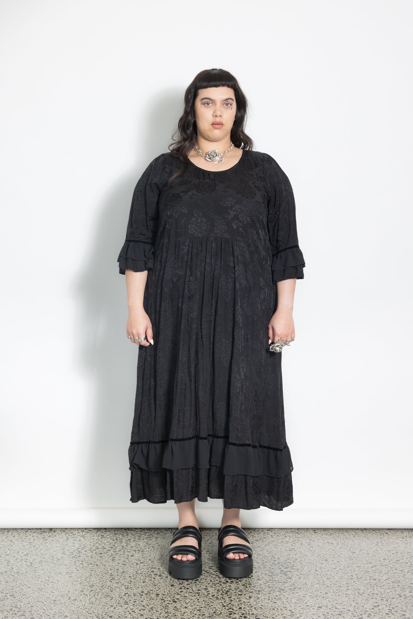 Ophelia Dress - Black Jacquard