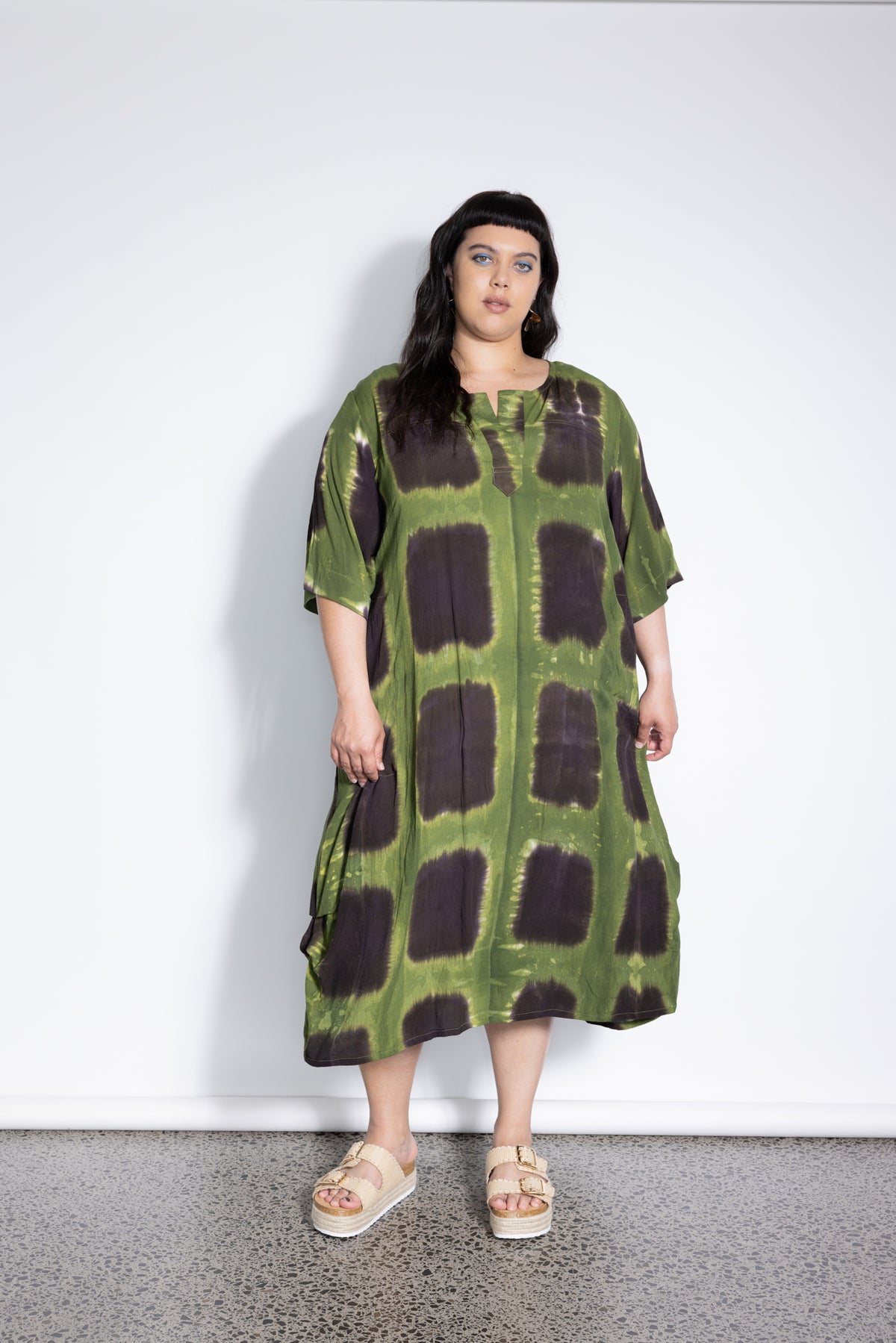 Outlet - Delaney Dress - Green Squares