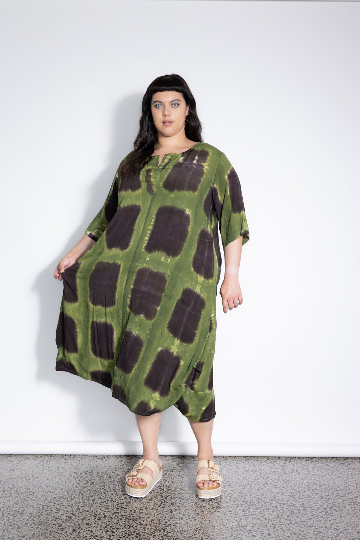 Outlet - Delaney Dress - Green Squares
