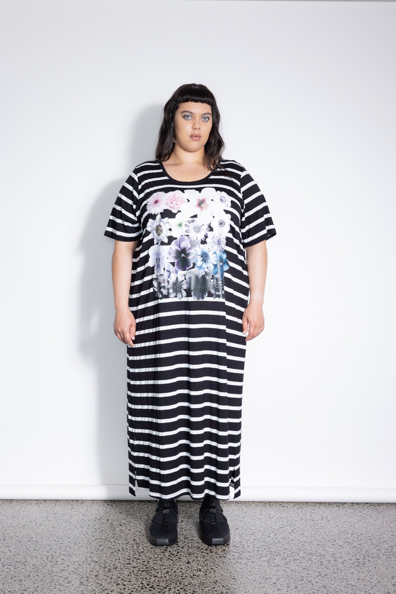 Last One Size XL - Master Dress Stripe - Moon Light Floral Print