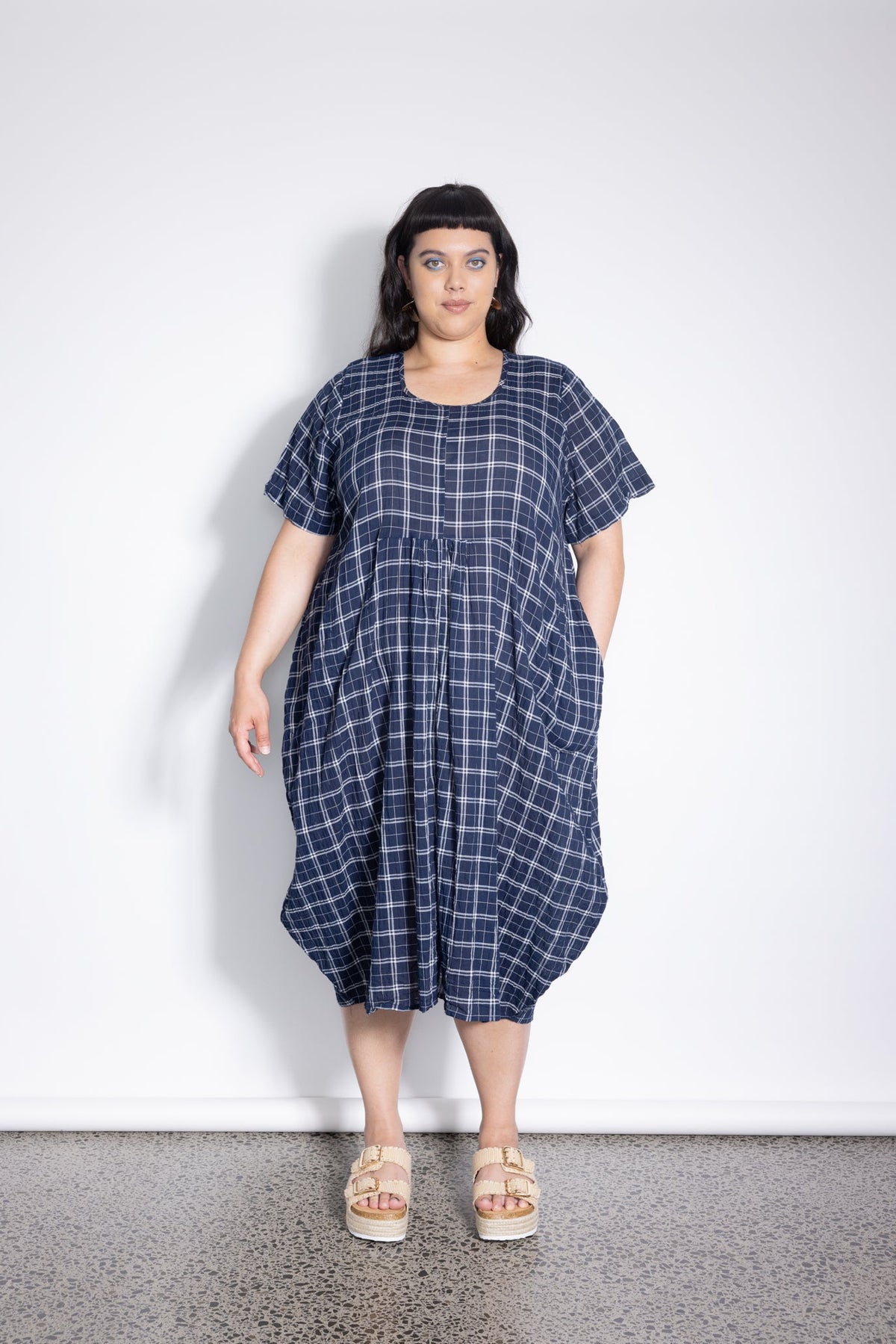 Outlet - New Macy Dress - Navy Check