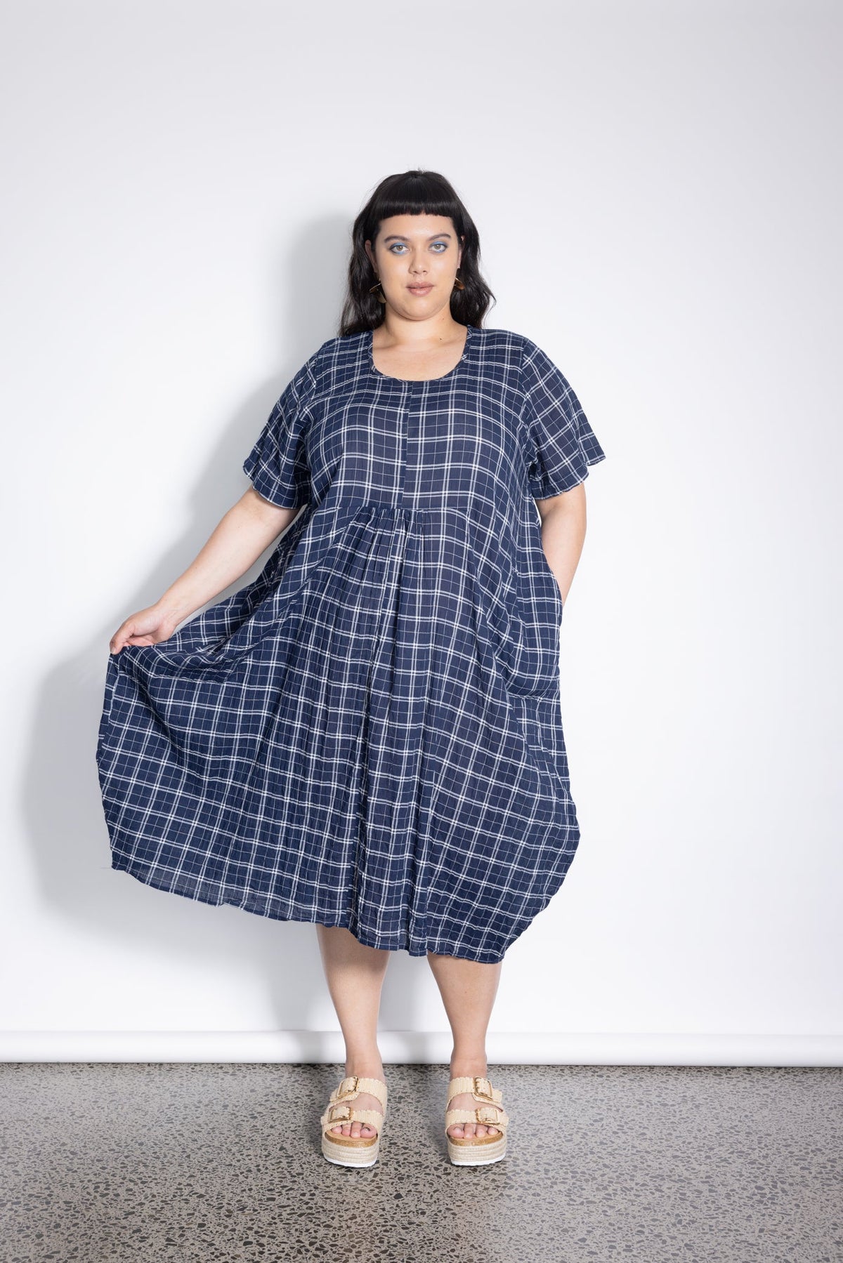 Outlet - New Macy Dress - Navy Check