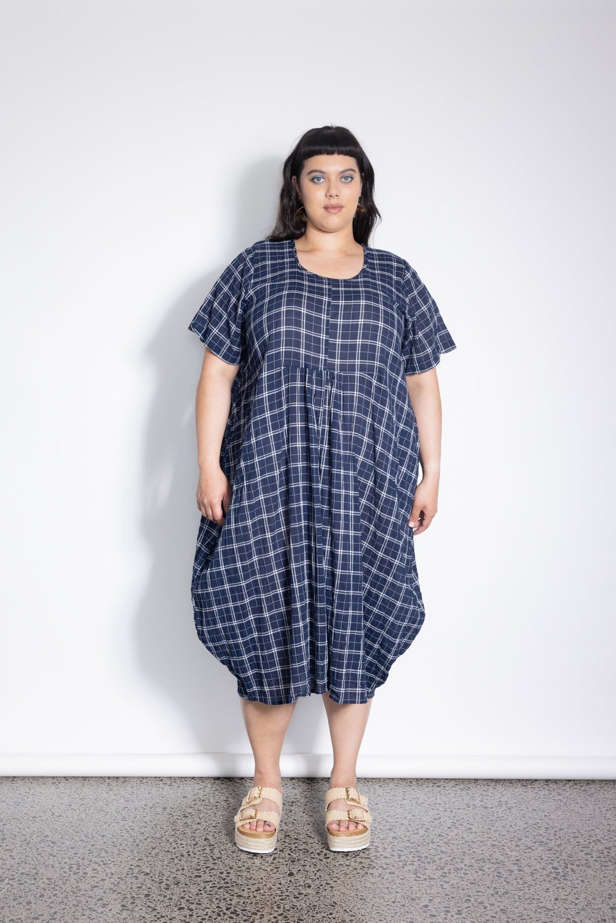 Outlet - New Macy Dress - Navy Check