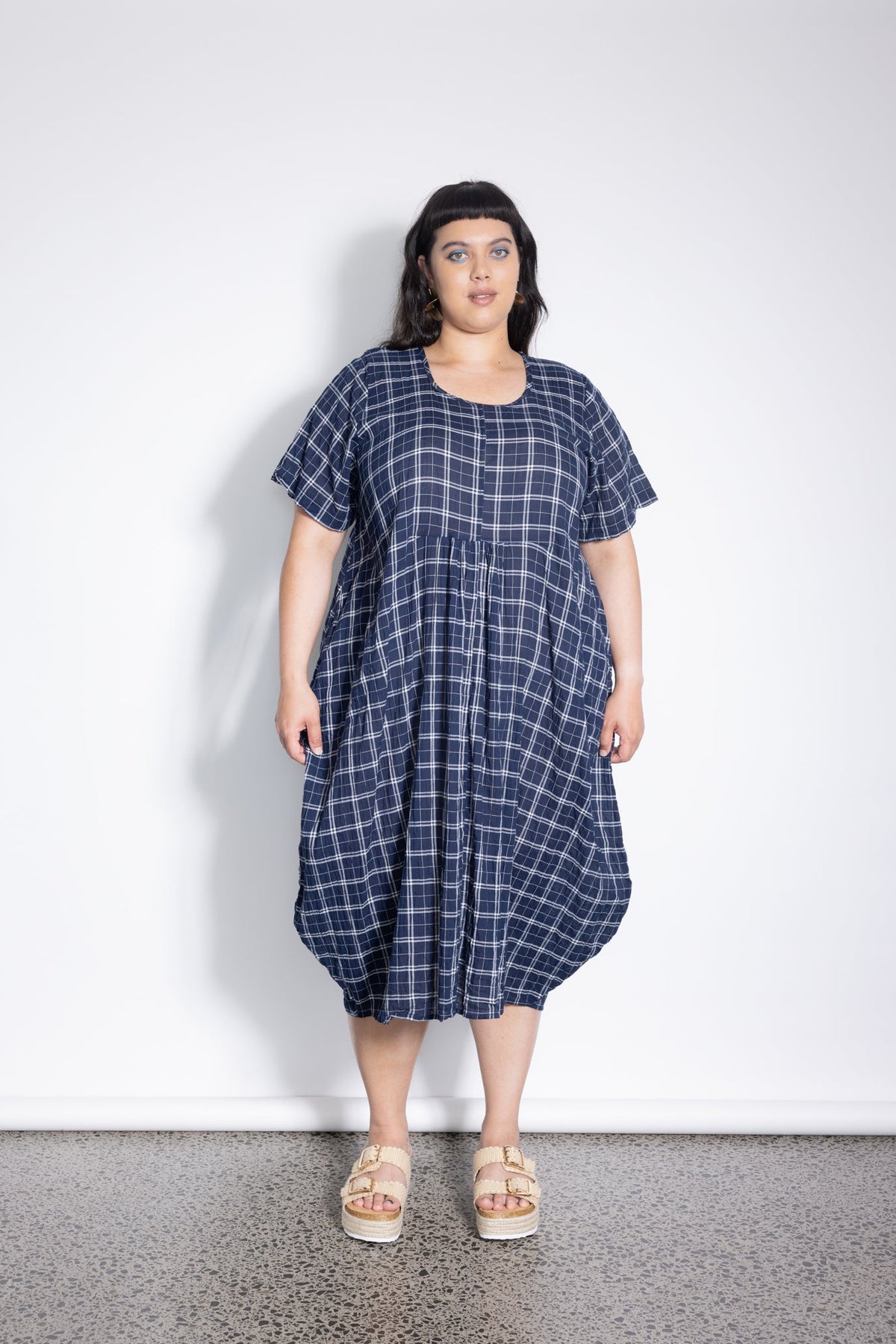 Outlet - New Macy Dress - Navy Check