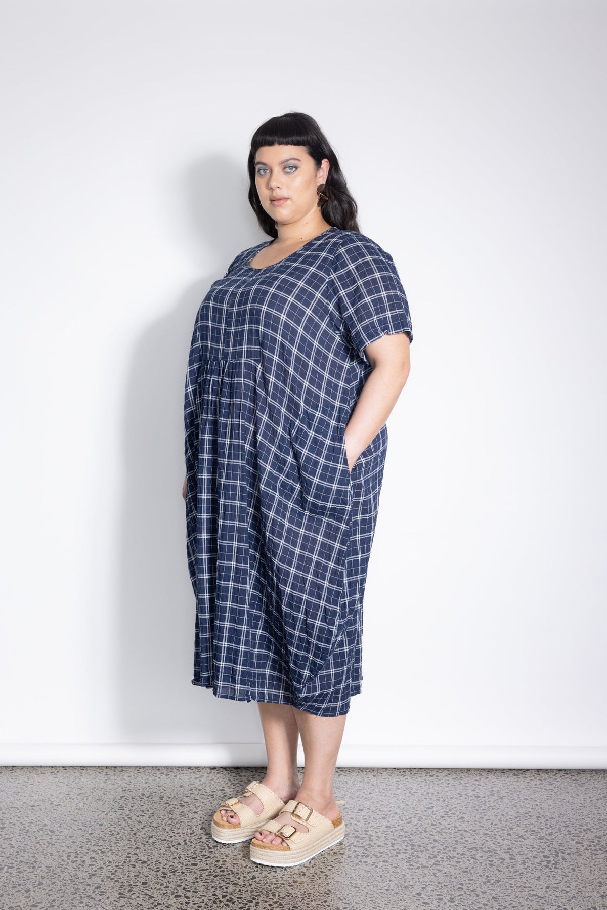 Outlet - New Macy Dress - Navy Check