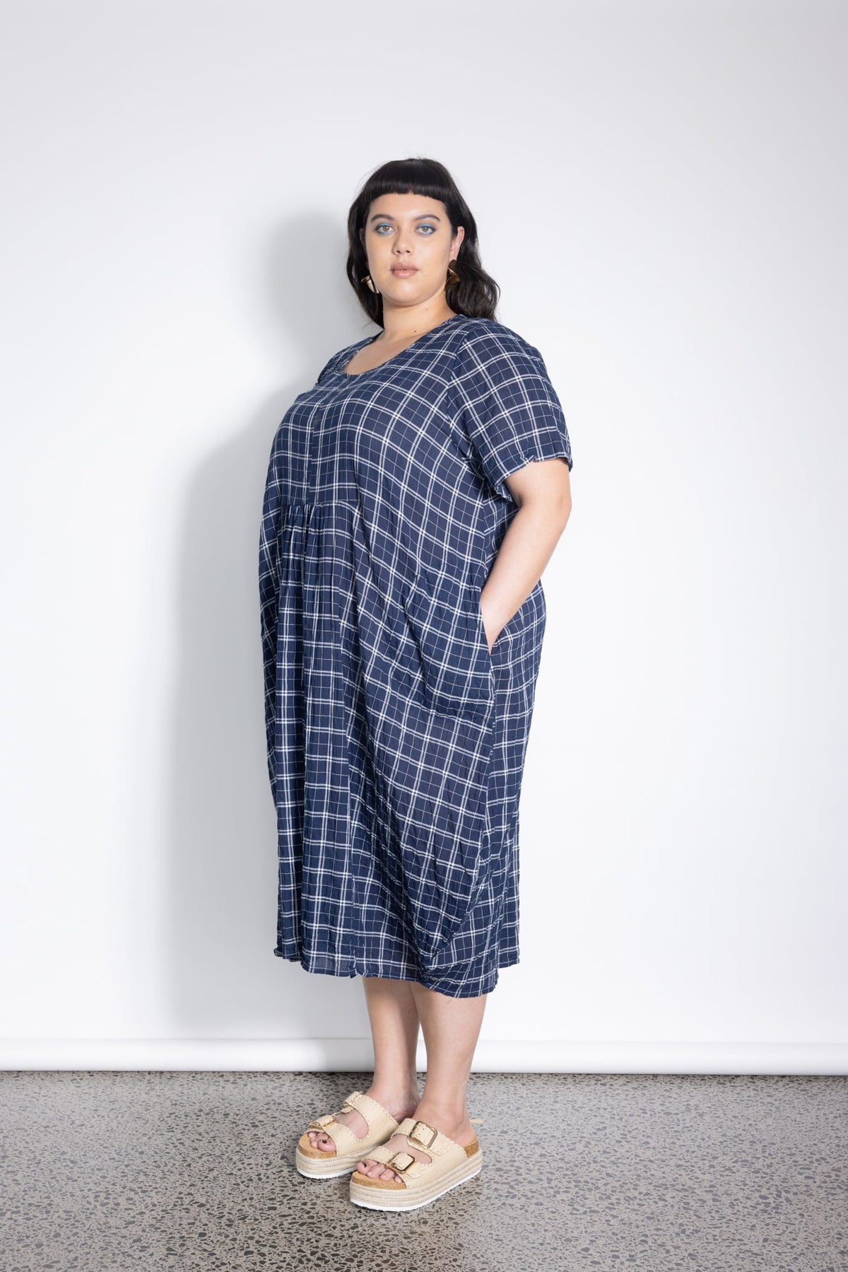 Outlet - New Macy Dress - Navy Check