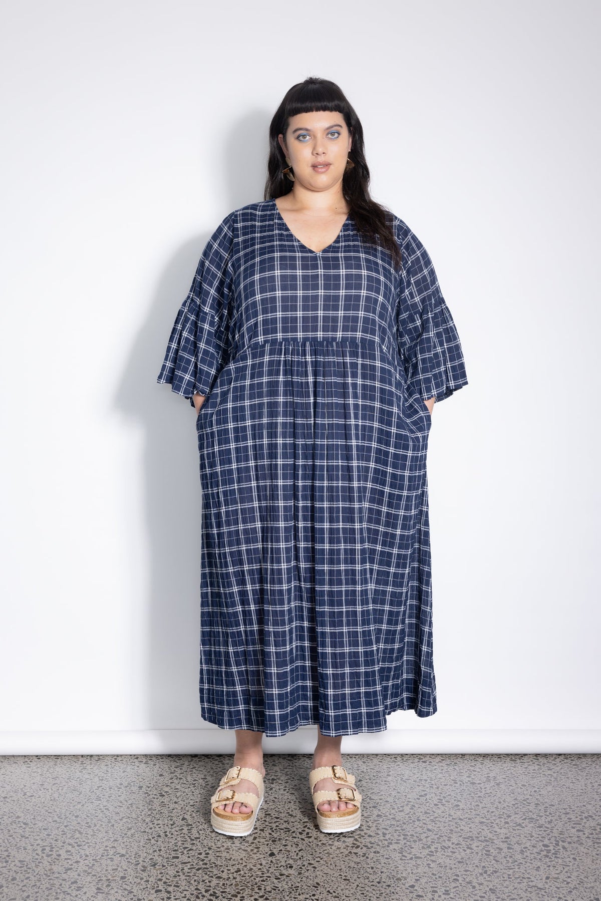 Outlet - Ara Dress -  Navy Check