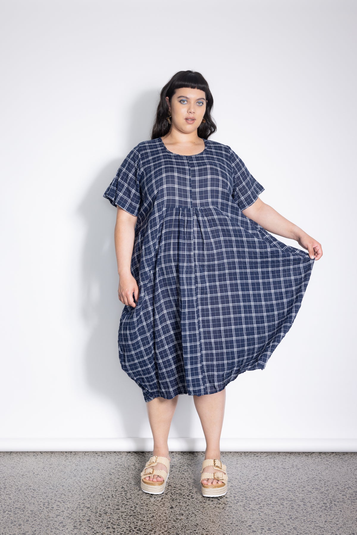 Outlet - New Macy Dress - Navy Check