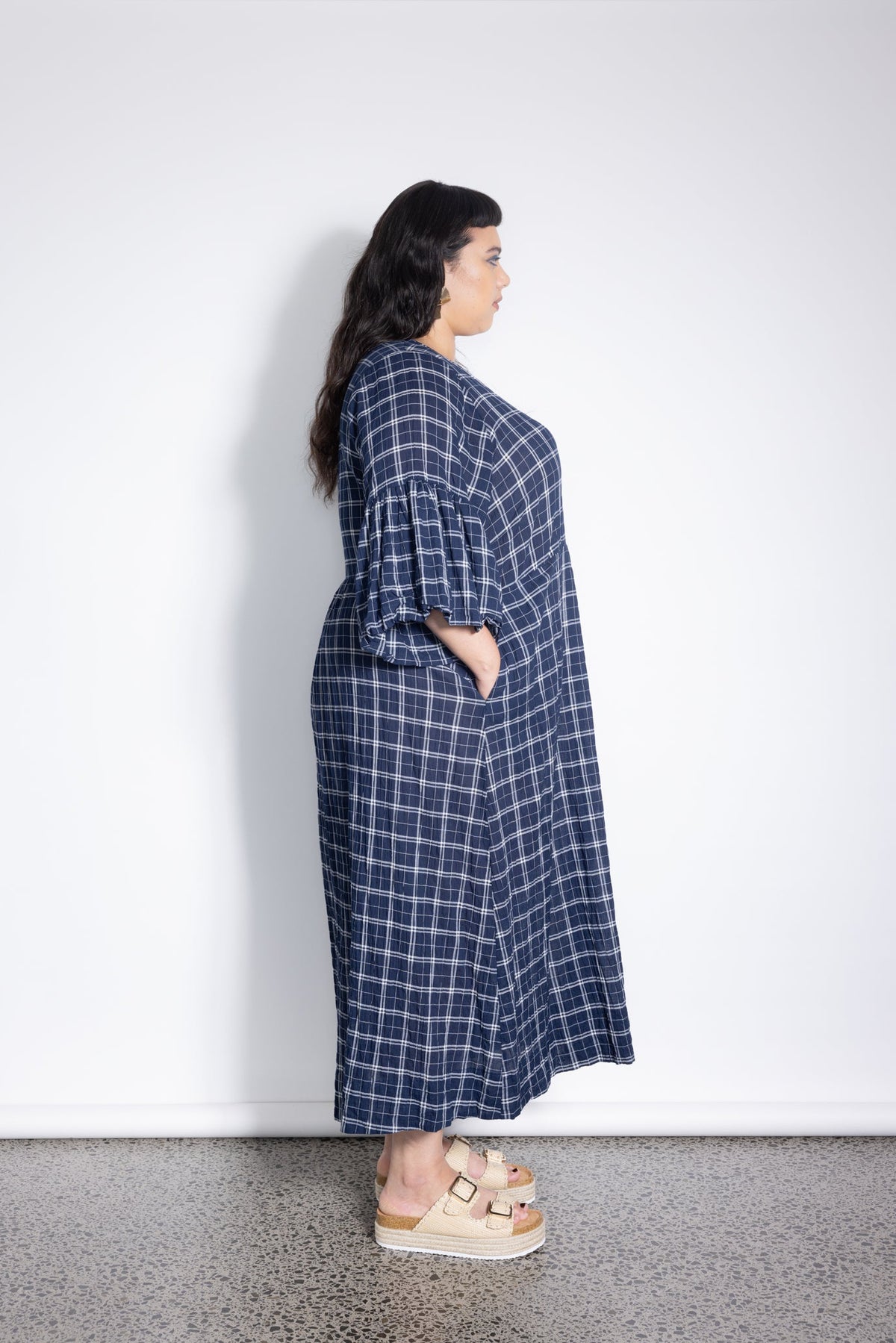 Outlet - Ara Dress -  Navy Check