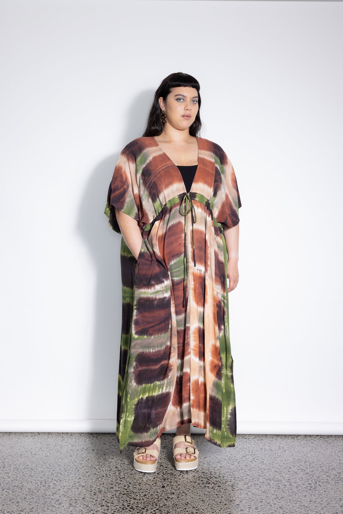 Outlet - Holiday Dress - Rust and Green Sqaures