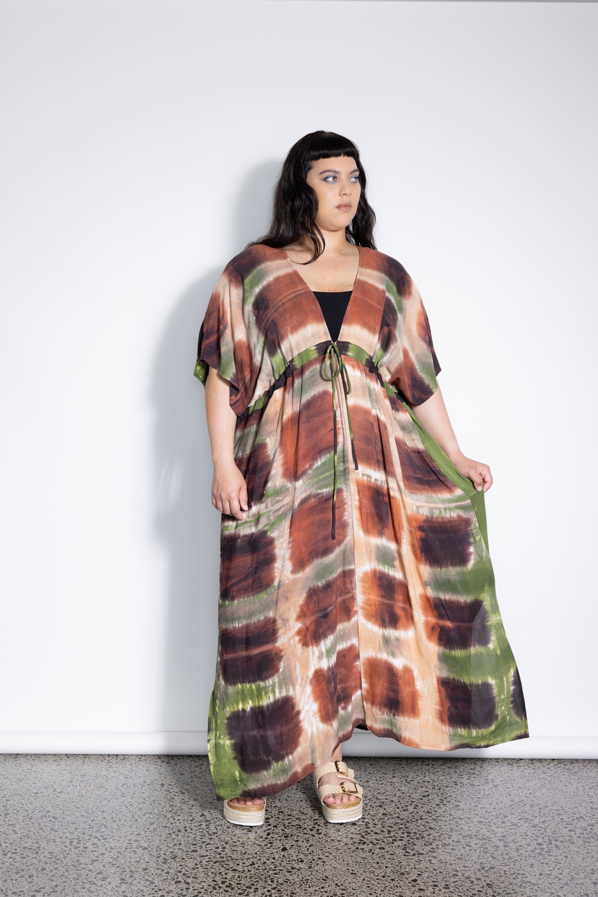 Outlet - Holiday Dress - Rust and Green Sqaures