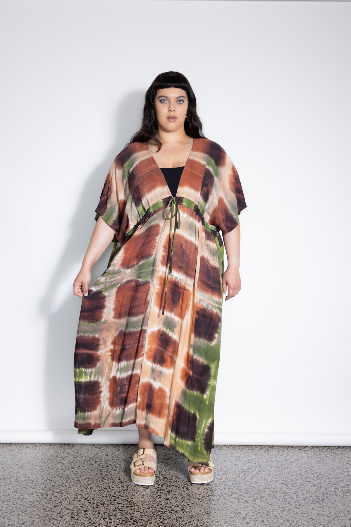 Outlet - Holiday Dress - Rust and Green Sqaures