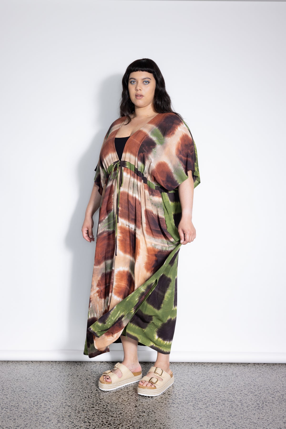 Outlet - Holiday Dress - Rust and Green Sqaures