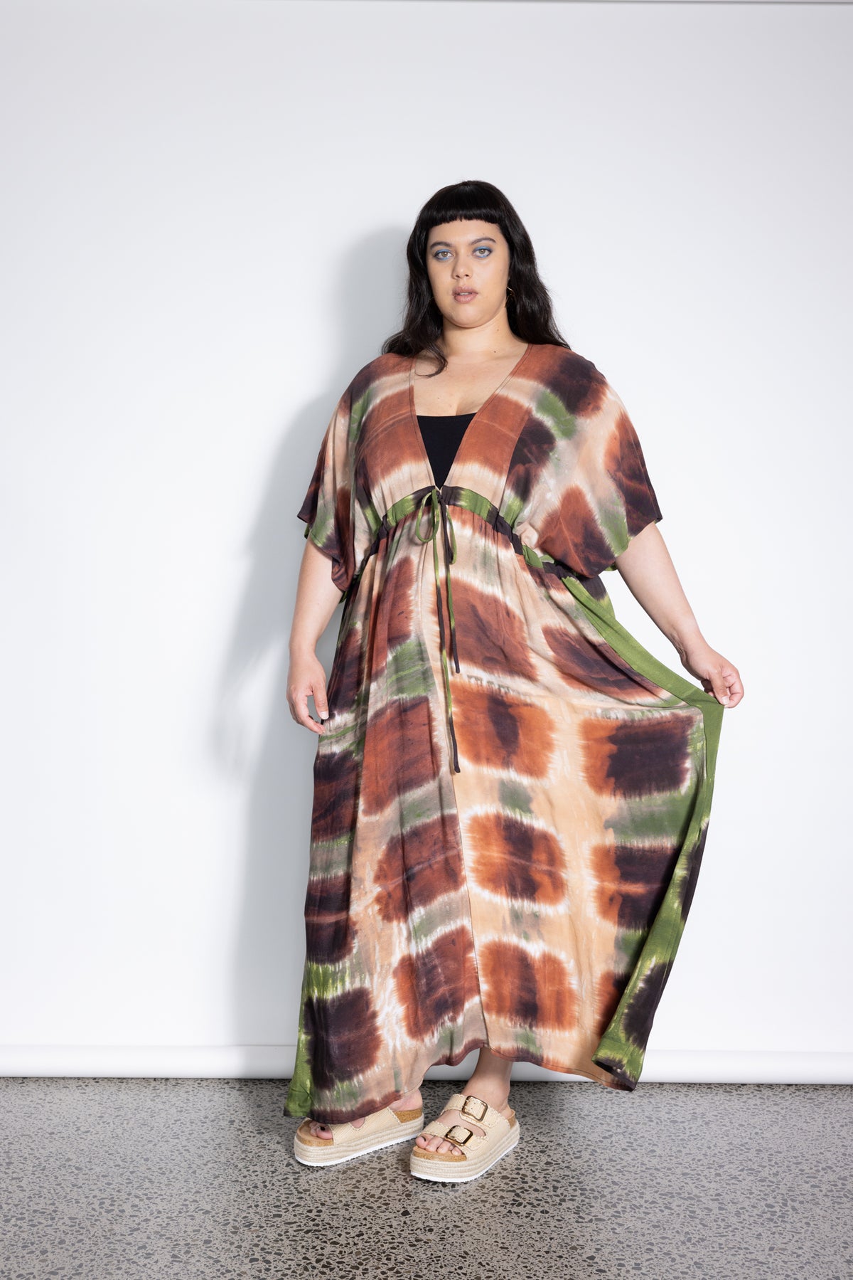 Outlet - Holiday Dress - Rust and Green Sqaures