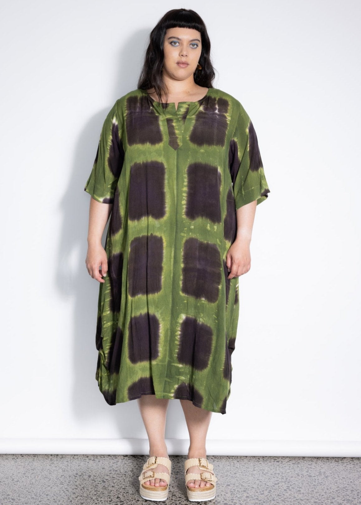 Outlet - Delaney Dress - Green Squares
