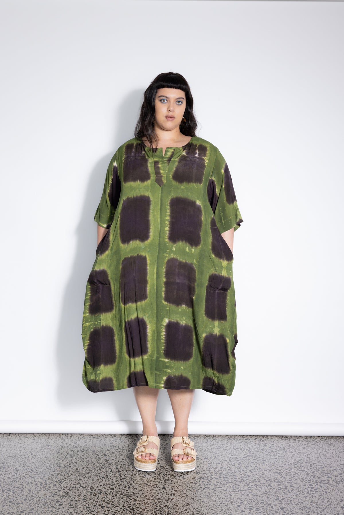 Outlet - Delaney Dress - Green Squares